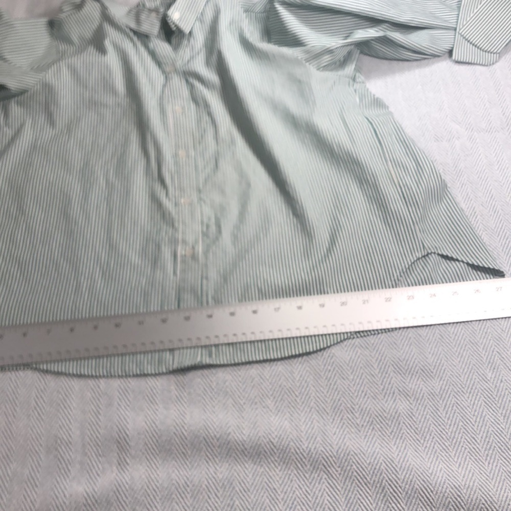 STORETS NWOT  Pit to Pit 21 1/2"  Button Down green white pinstripes tie cuffs - Picture 13 of 16